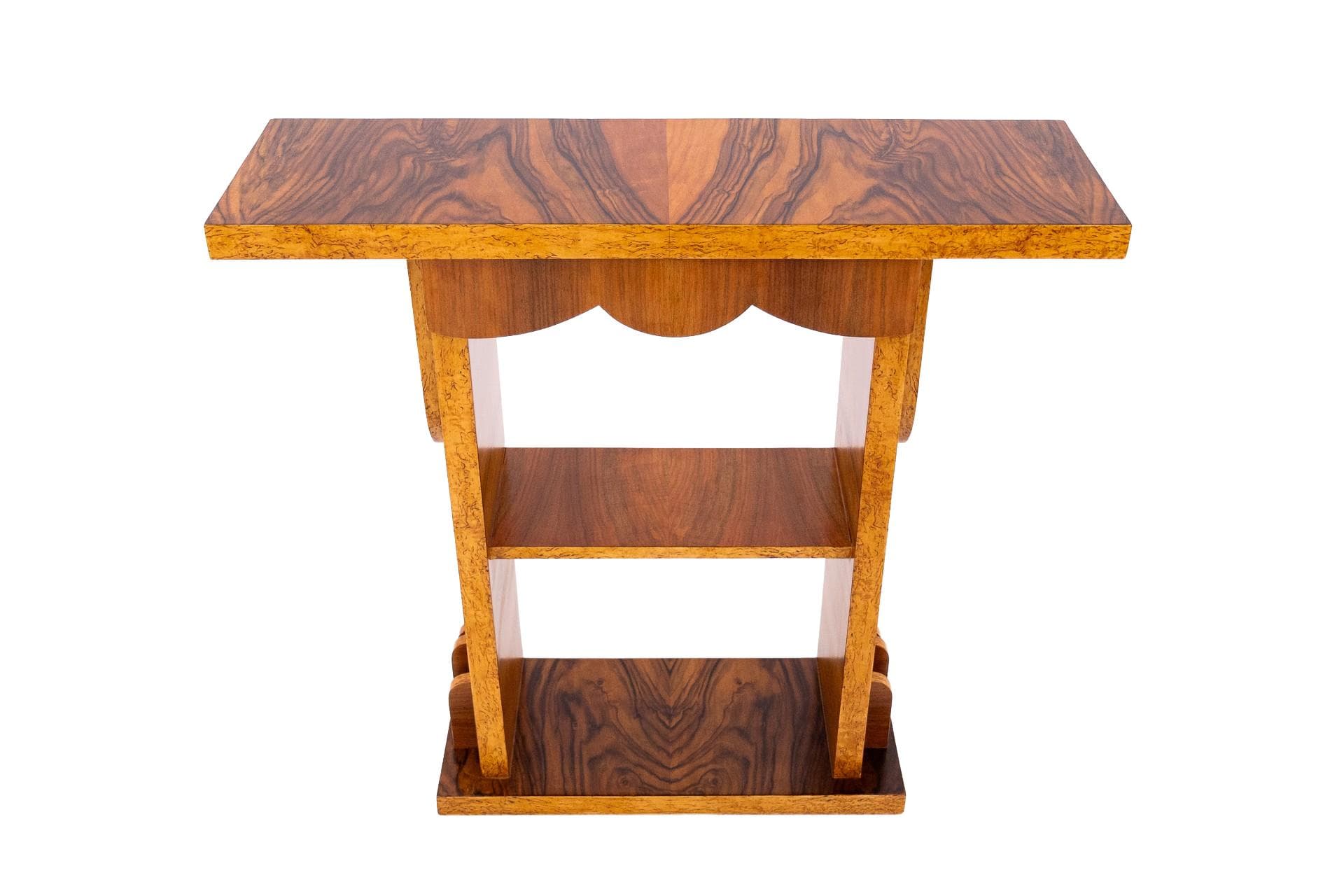 Orzechowa konsola Art Deco, Polska, lata 50.