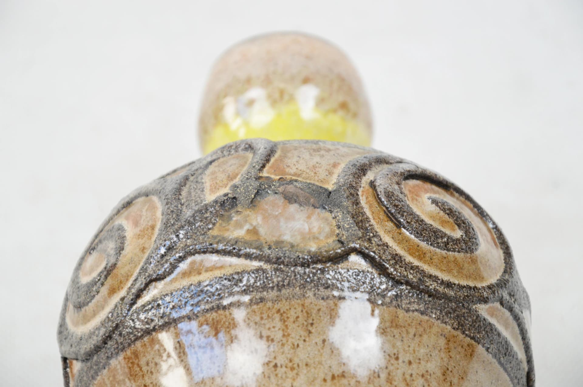 Wazon Strehla, brązowy, żółty, ceramika, Niemcy, lata 70. - 85100