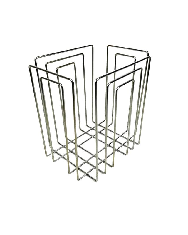 Magazine Rack TMP, silver chrome steel, by W. Glaeser, Switzerland, 1980s. - DIMENSION