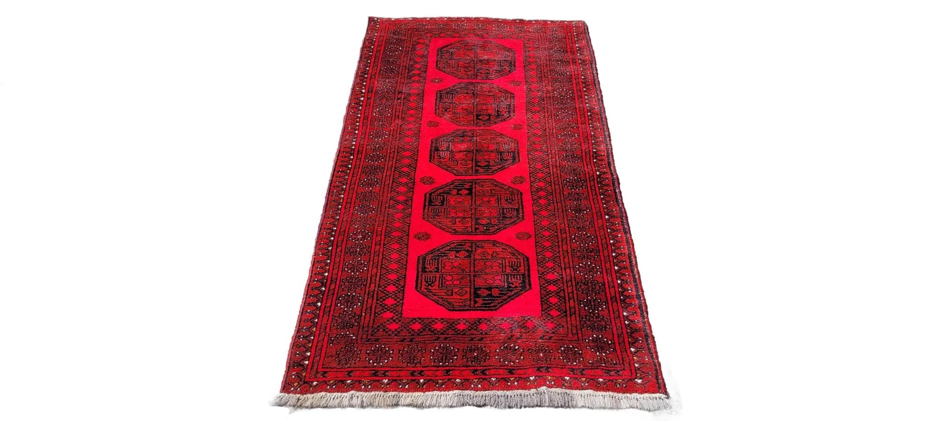 Dywan orientalny, 100x215 cm, czerwony, wełna, Afganistan