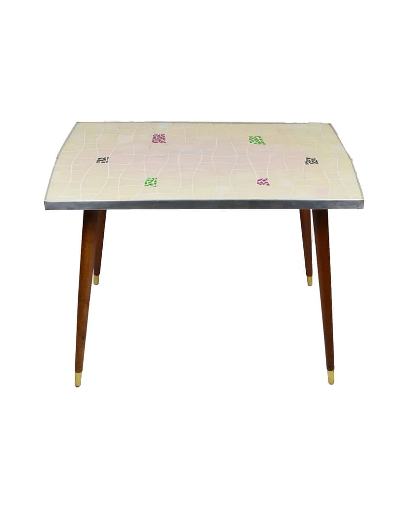 Stolik pomocniczy, beżowy, ceramika, Polska, lata 70.