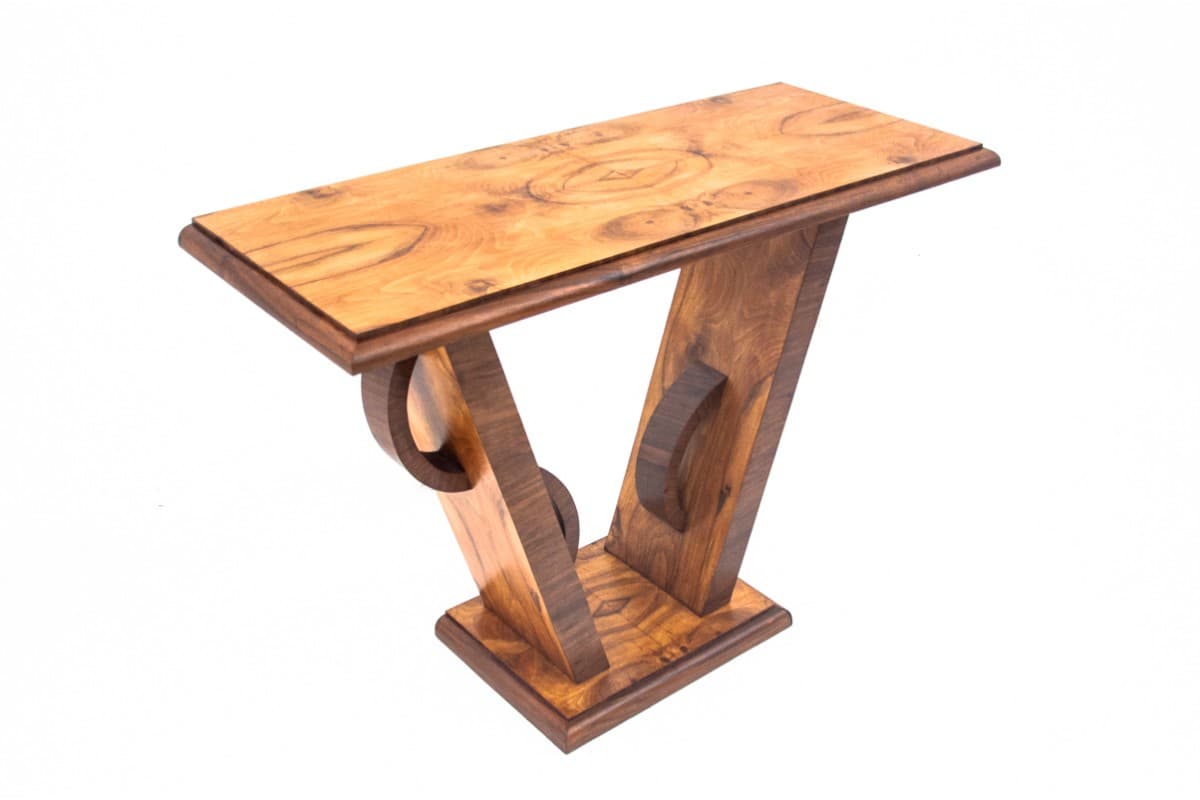 Orzechowa konsola Art Deco, Polska, lata 50. - 57668