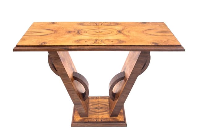 Orzechowa konsola Art Deco, Polska, lata 50. - WYMIARY