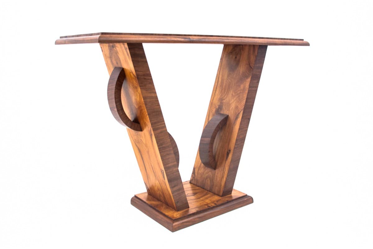 Orzechowa konsola Art Deco, Polska, lata 50. - 57669