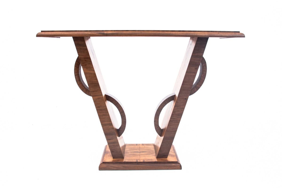 Orzechowa konsola Art Deco, Polska, lata 50. - 57667