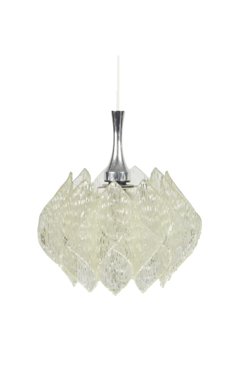 Lampa wisząca, ivory white, plastik, proj. A. F. Gangkofner, Niemcy, lata 60.