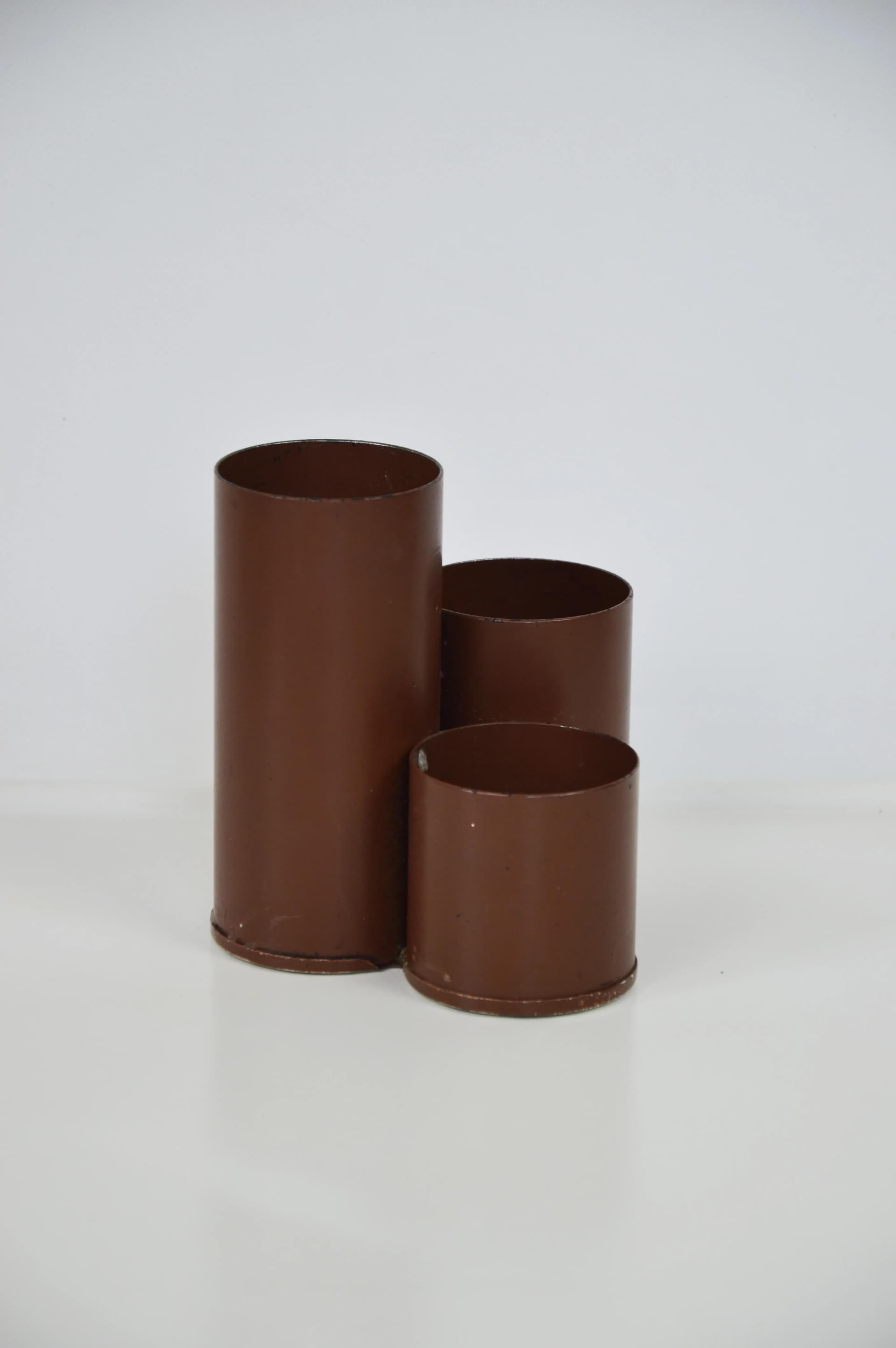 Organizer na biurko, brązowy, metal, Polska, lata 70. - 84912