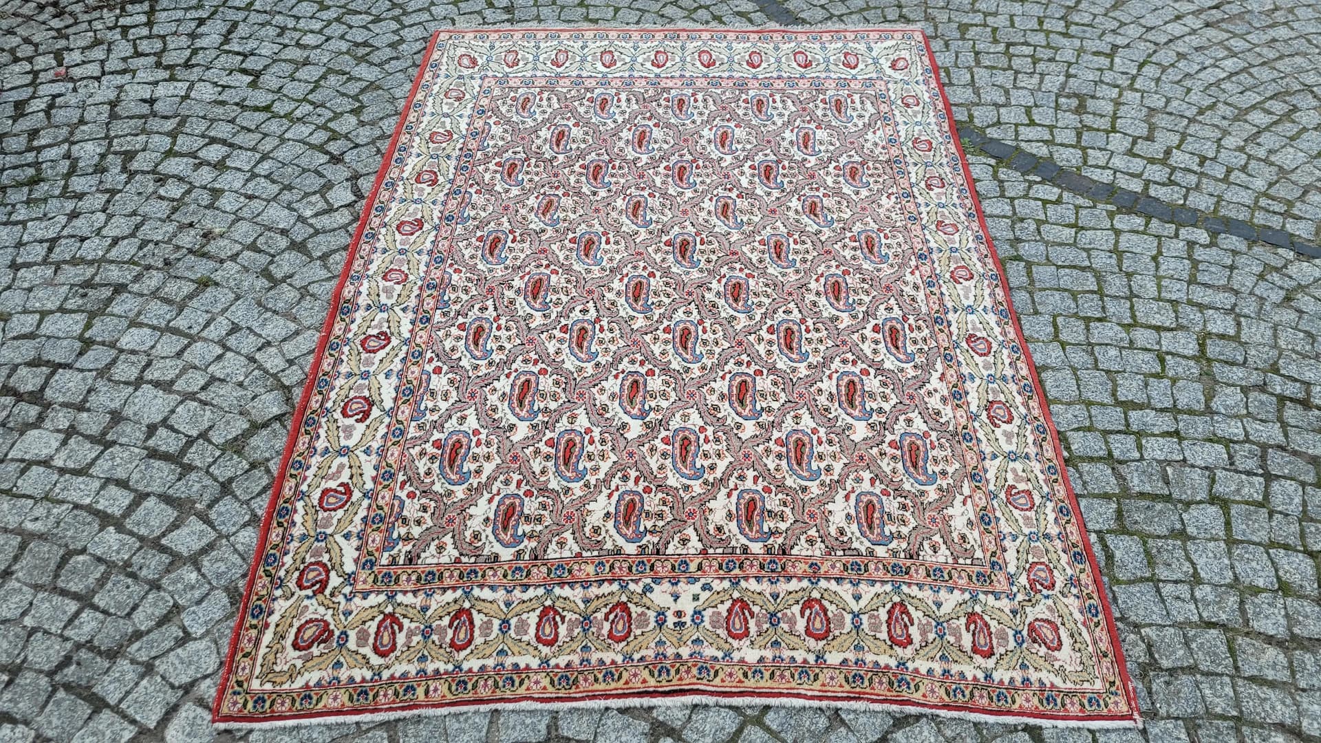 Dywan Ghom, 145x200 cm, czerwony, wełna, Iran - 87836