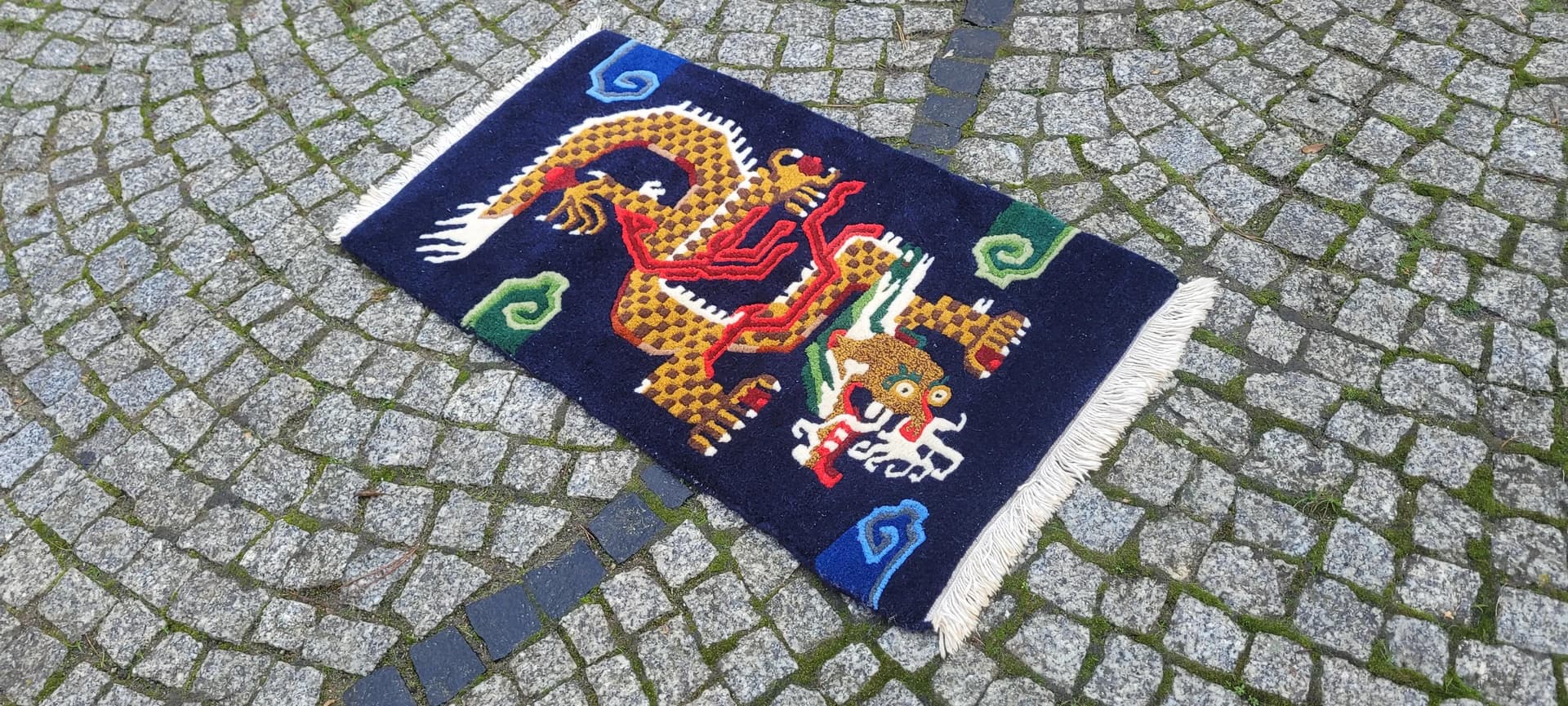 Dywan Art déco, 98x53 cm, multikolor, wełna, Chiny, początek XX w. - 87807