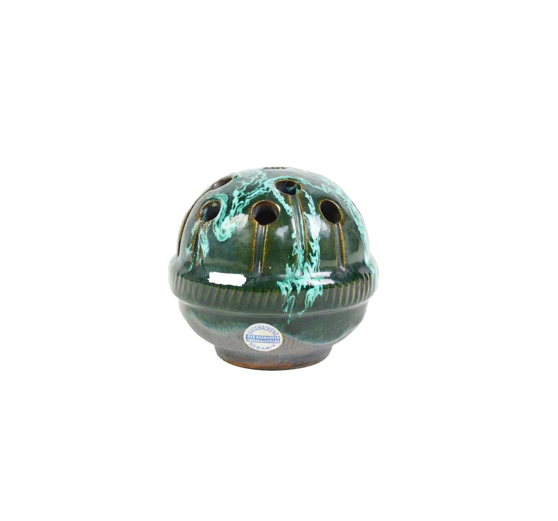 Ikebana, zielona, kamionka, proj. O. F. Rasmussen, Szwecja, lata 60.