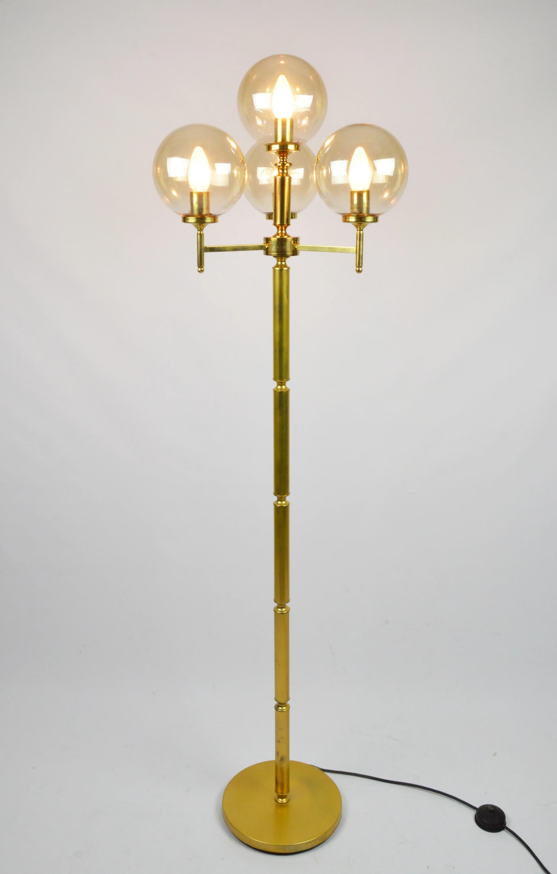 Floor lamp, golden metal, Poland, 1980s. - 84802