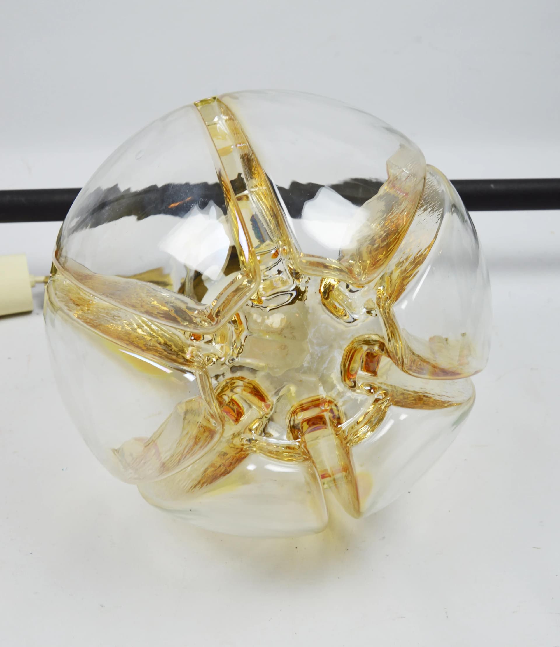 Lampa wisząca Doria, szkło transparent, metal złoty, Doria Leuchten, Niemcy, lata 70. - 84780