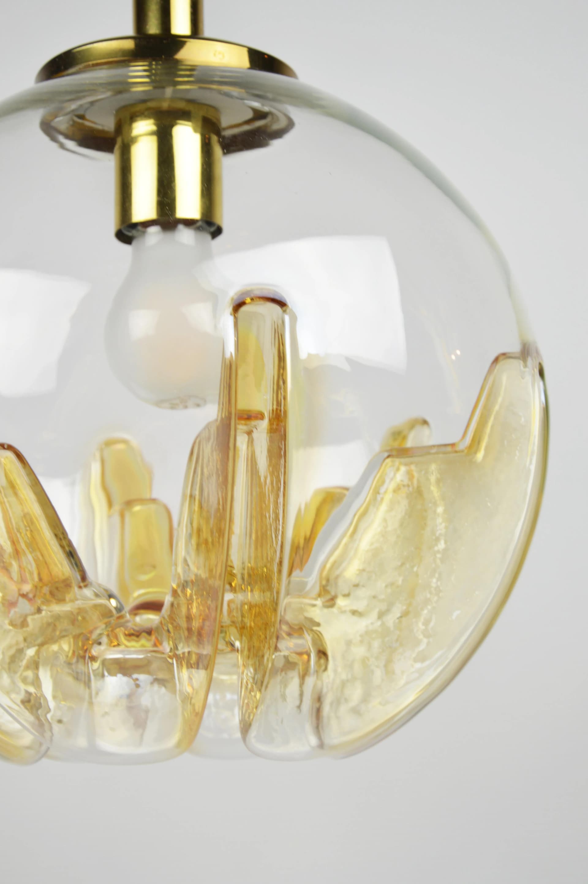 Lampa wisząca Doria, szkło transparent, metal złoty, Doria Leuchten, Niemcy, lata 70. - 84776