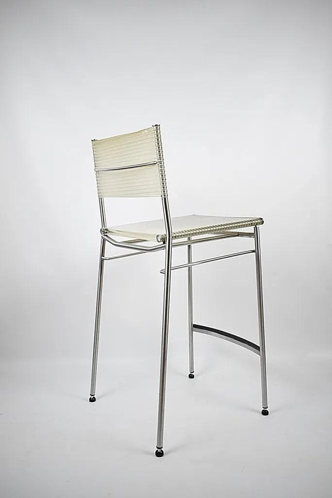 Para hokerów Miss B, stal szczotkowana biały, proj. T. Agnoli, Włochy, lata 90. - 84763