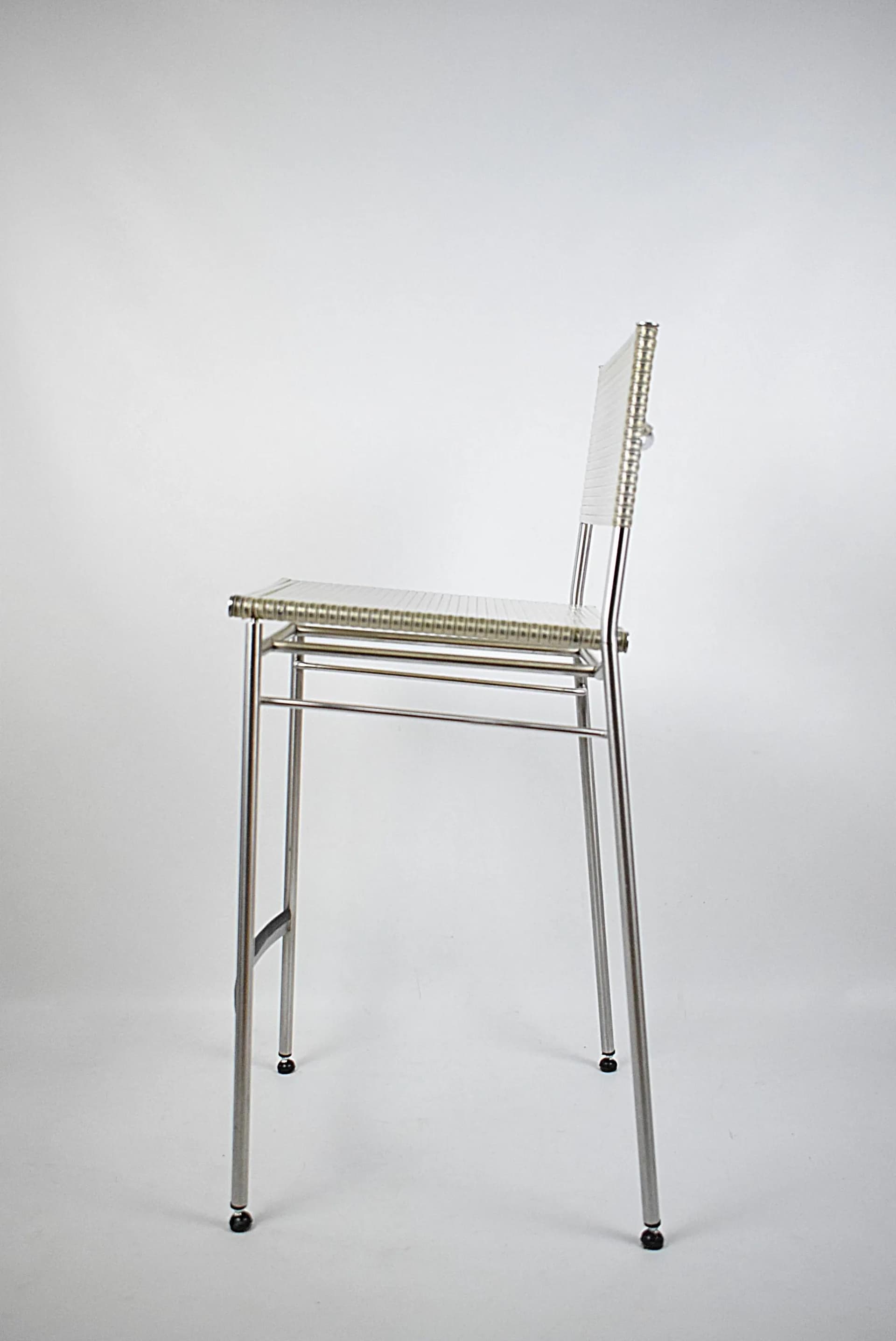 Para hokerów Miss B, stal szczotkowana biały, proj. T. Agnoli, Włochy, lata 90. - 84768