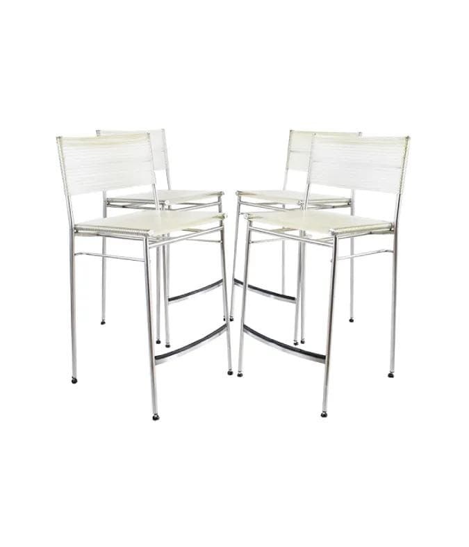 Para hokerów Miss B, stal szczotkowana biały, proj. T. Agnoli, Włochy, lata 90. - 84762