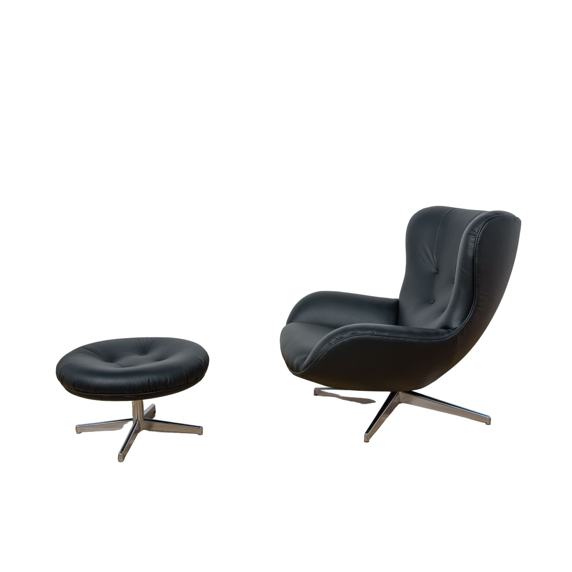 Fotel z podnóżkiem ML 214, proj. Illum Wikkelsø, Mikael Laursen, Dania, lata 60.