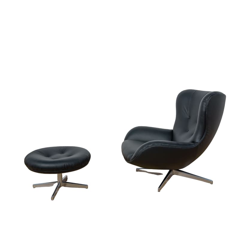 Fotel z podnóżkiem ML 214, proj. Illum Wikkelsø, Mikael Laursen, Dania, lata 60.