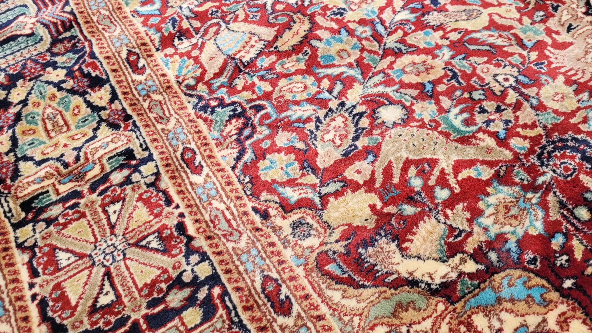 Dywan Ghom, 285x185cm, czerwony, wełna, Pakistan - 87681