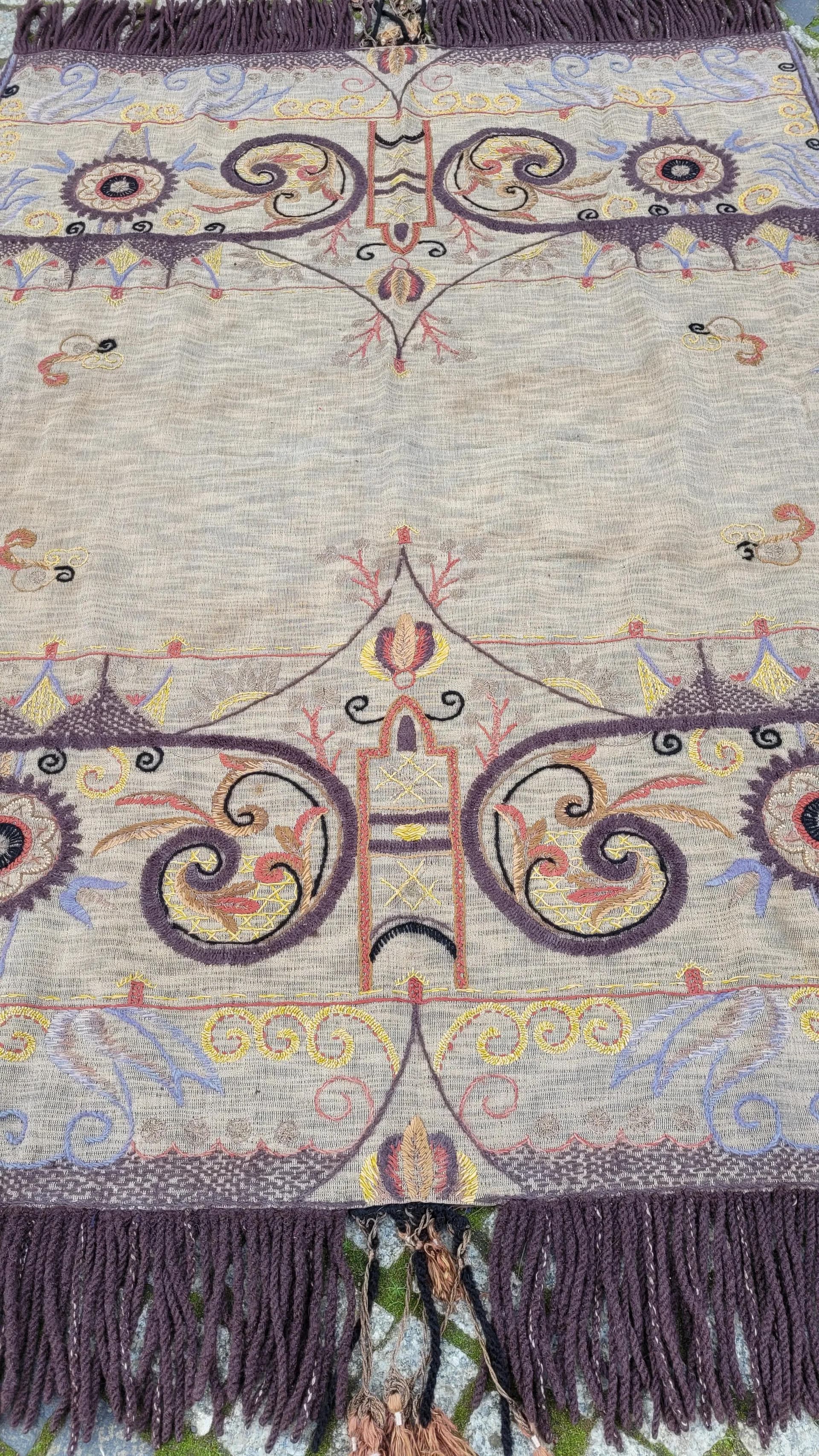 Narzuta gobelinowa, Art Nouveau, beżowy, wełna i bawełna, Polska, początek XX w., 115x180cm - 87649