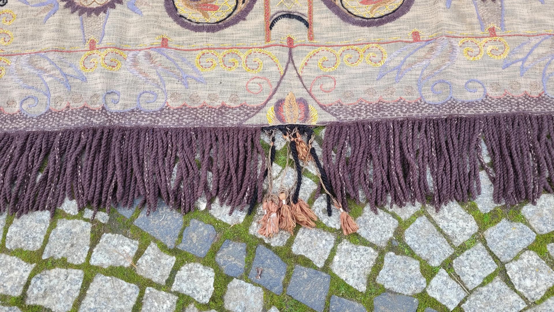 Narzuta gobelinowa, Art Nouveau, beżowy, wełna i bawełna, Polska, początek XX w., 115x180cm - 87651