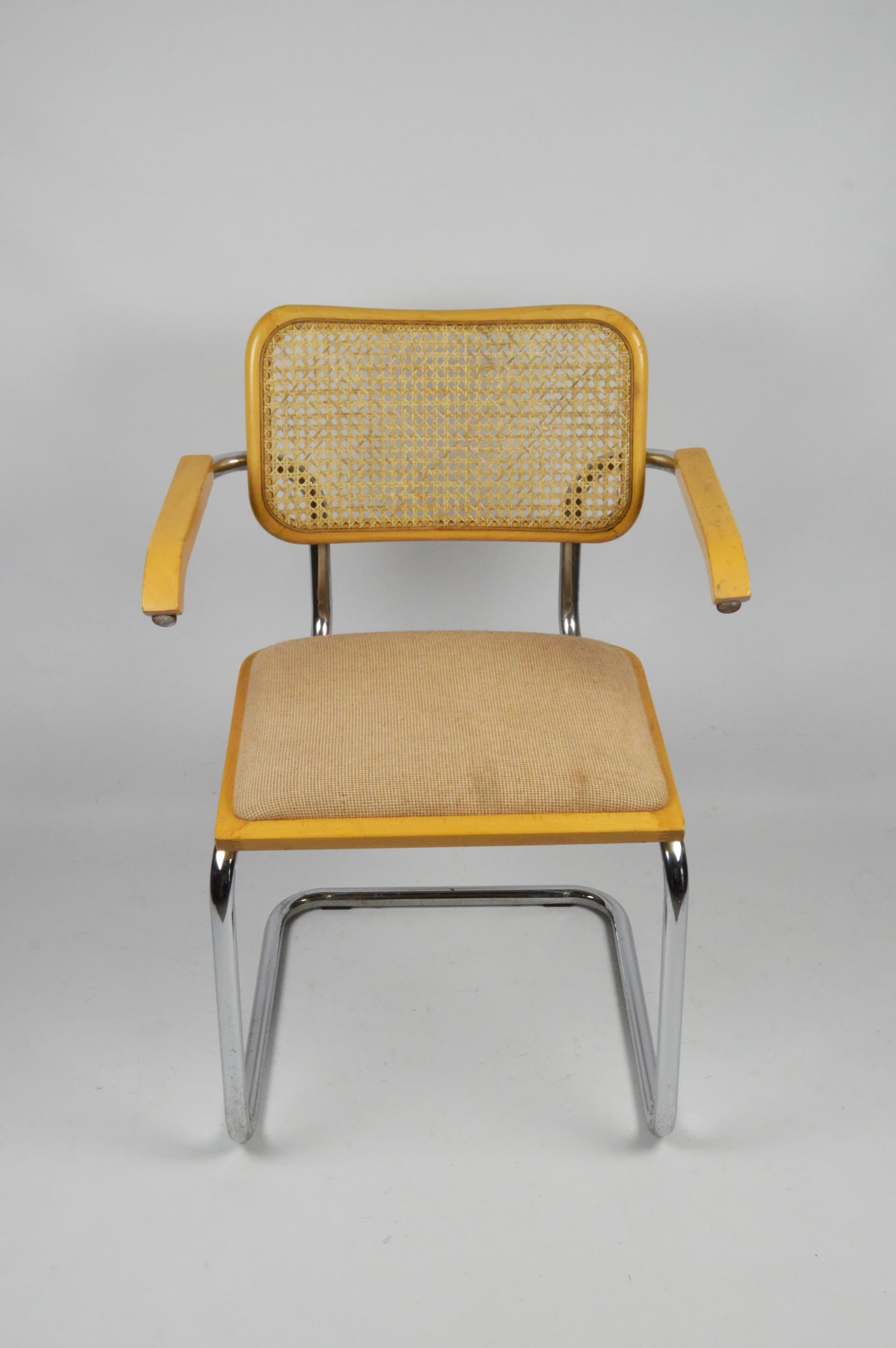 Krzesło z podłokietnikami, insp. M. Breuer, chrom żółty, Polska, lata 70. - 84725