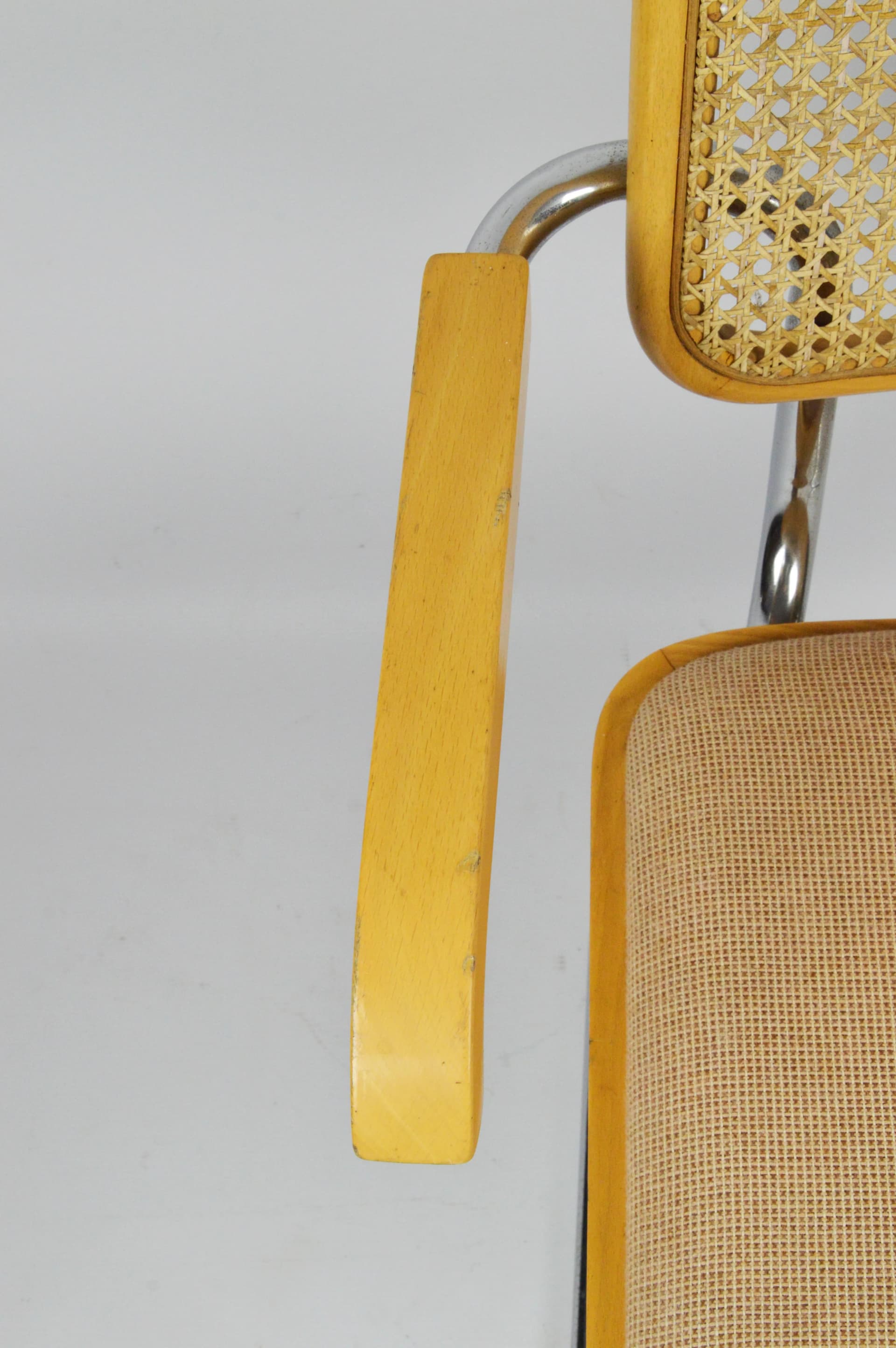 Krzesło z podłokietnikami, insp. M. Breuer, chrom żółty, Polska, lata 70. - 84728