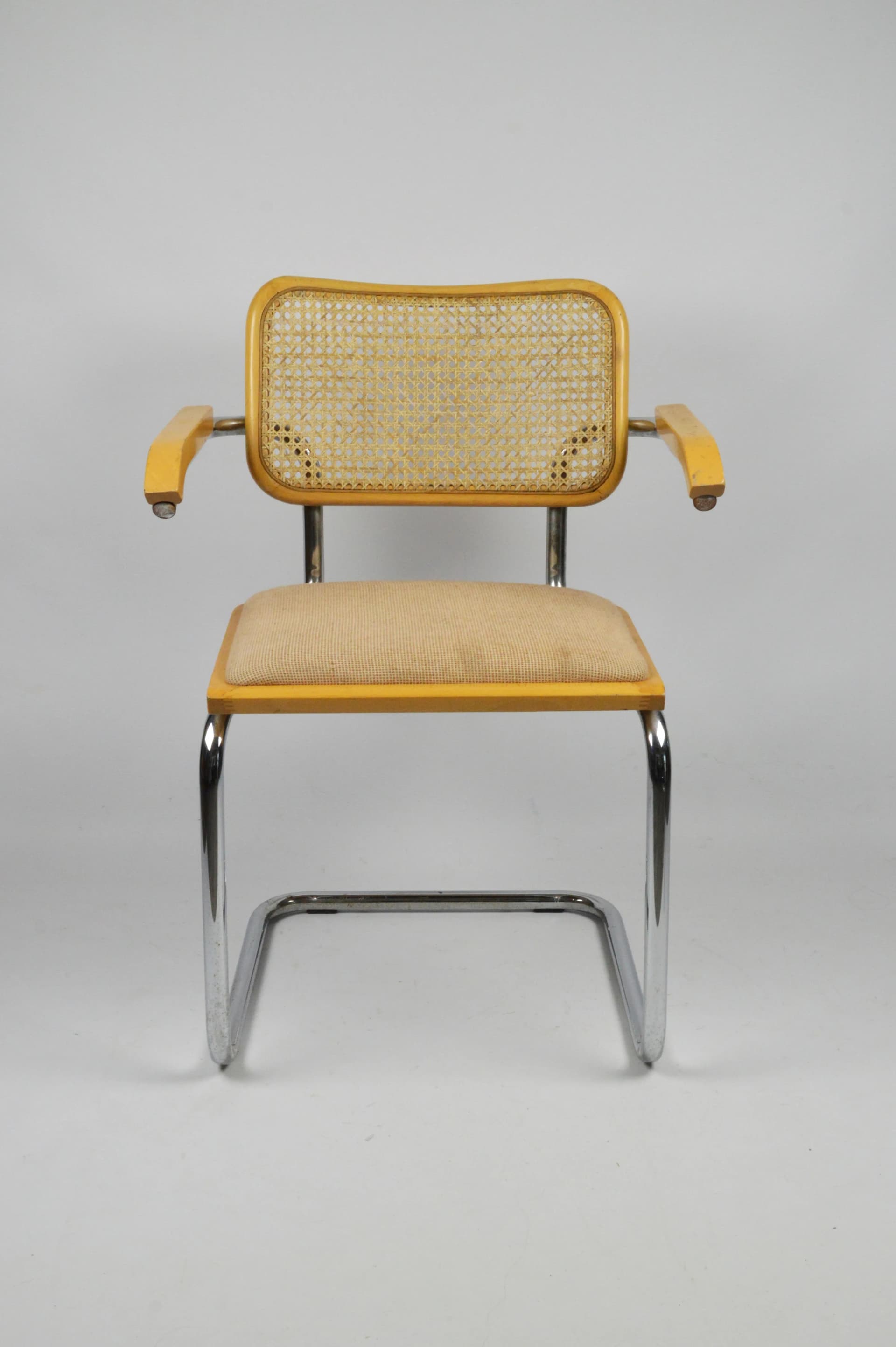Krzesło z podłokietnikami, insp. M. Breuer, chrom żółty, Polska, lata 70. - 84723
