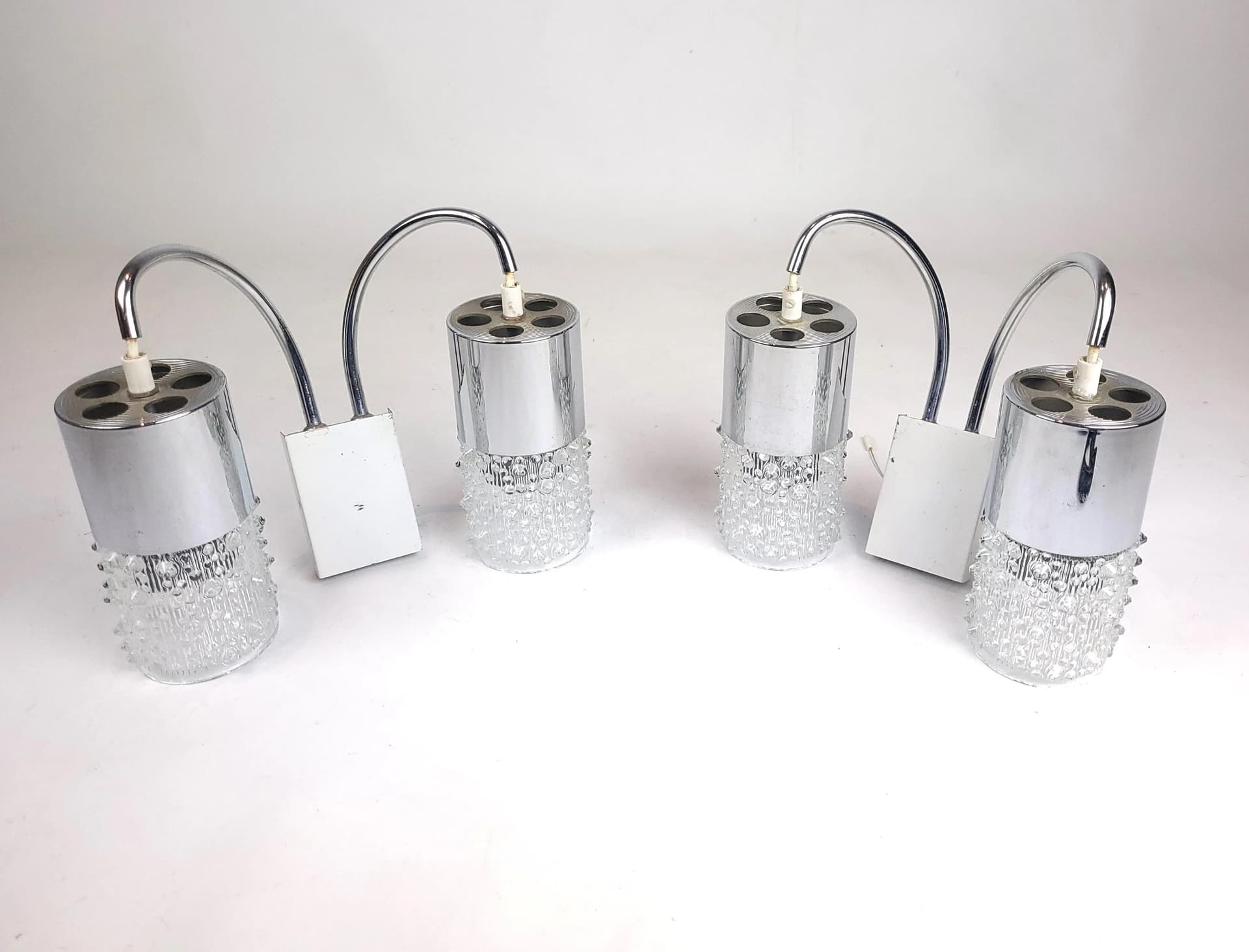 Para kinkietów Space Age, chrom, szkło, Polska, lata 70. - 84689