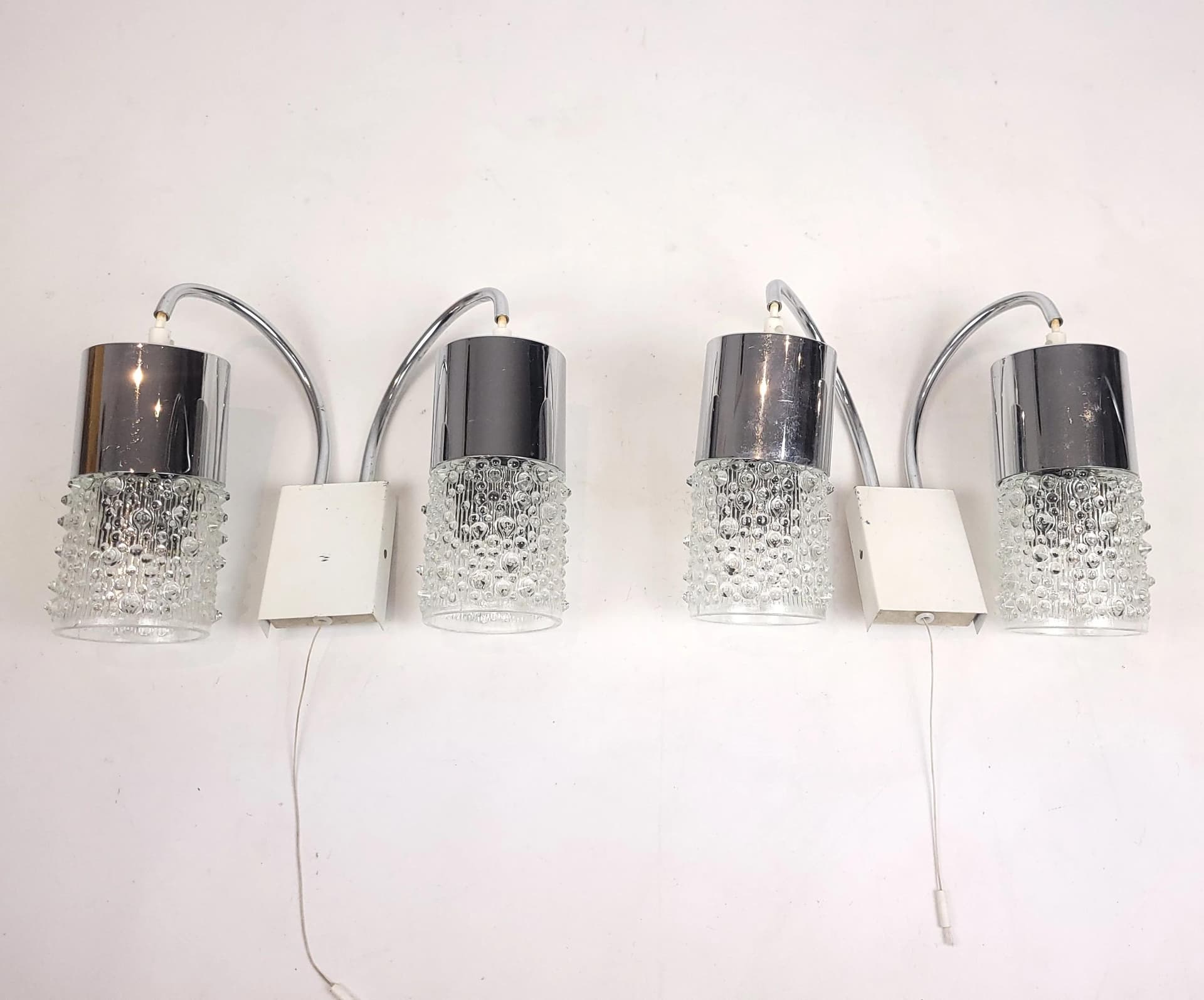 Para kinkietów Space Age, chrom, szkło, Polska, lata 70. - 84682