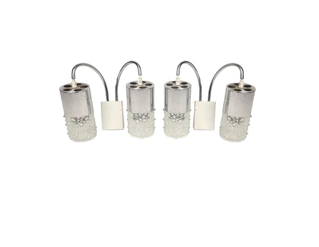 Para kinkietów Space Age, chrom, szkło, Polska, lata 70. - WYMIARY