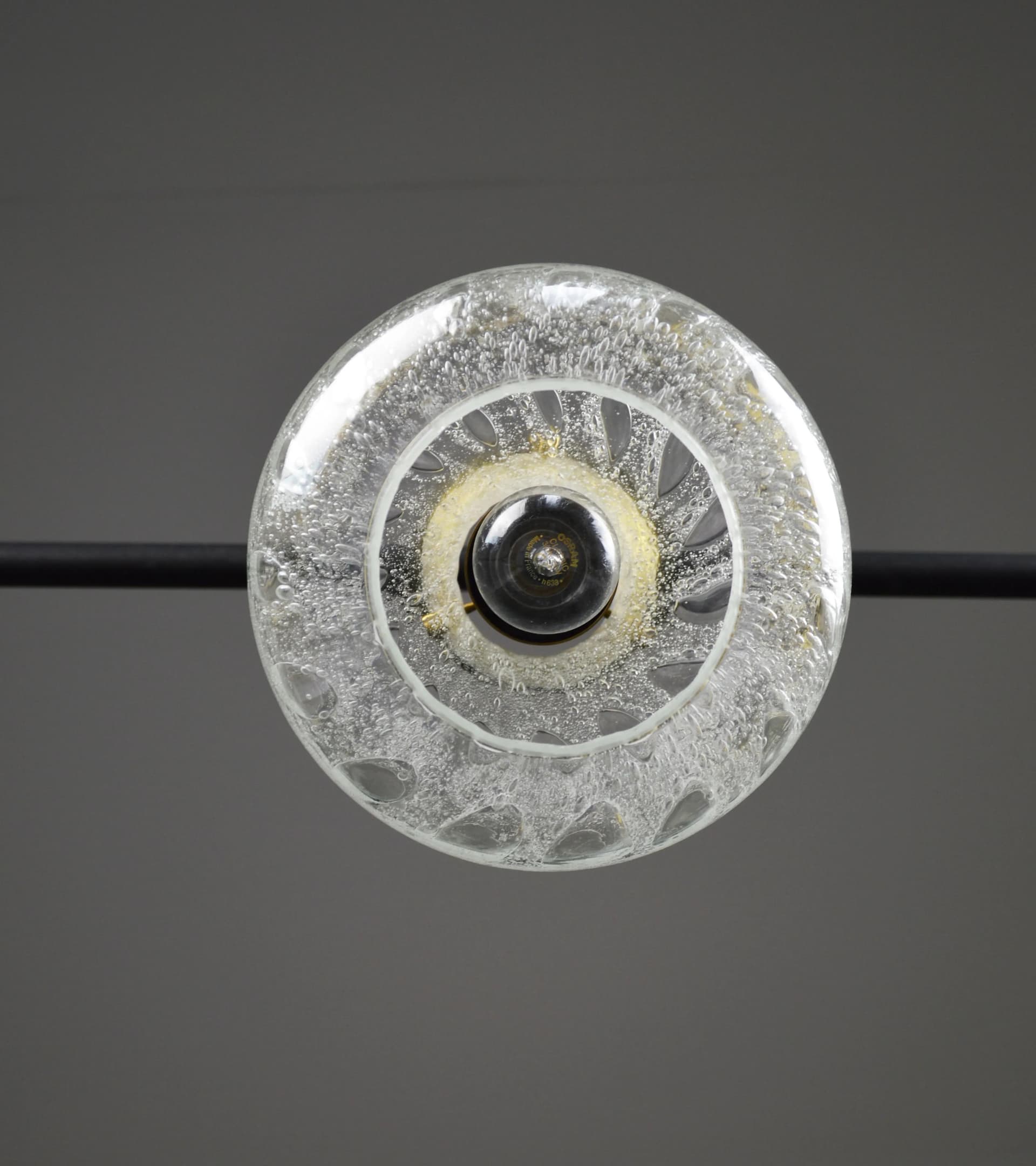 Lampa wisząca, szkło transparentne, Polska, lata 70. - 84612