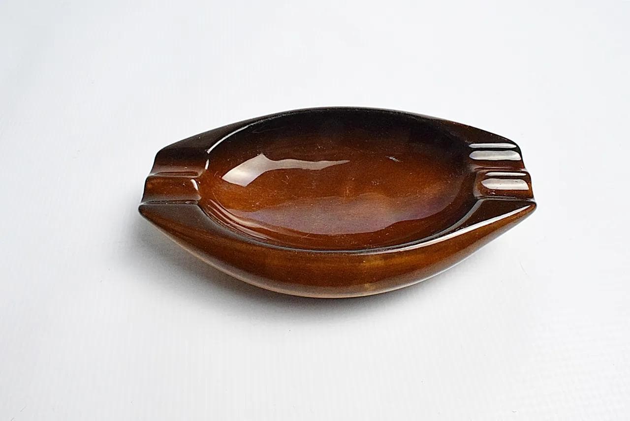 Popielniczka, porcelit brązowy, Zakłady Porcelitu Stołowego Tułowice, Polska, lata 70. - 84574