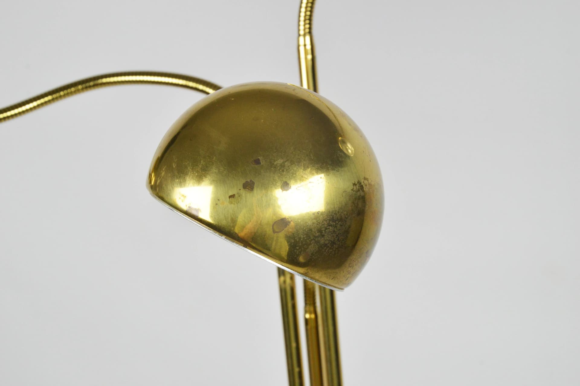 Lampa podłogowa potrójna, złoty, metal, Polska, lata 80. - 84547