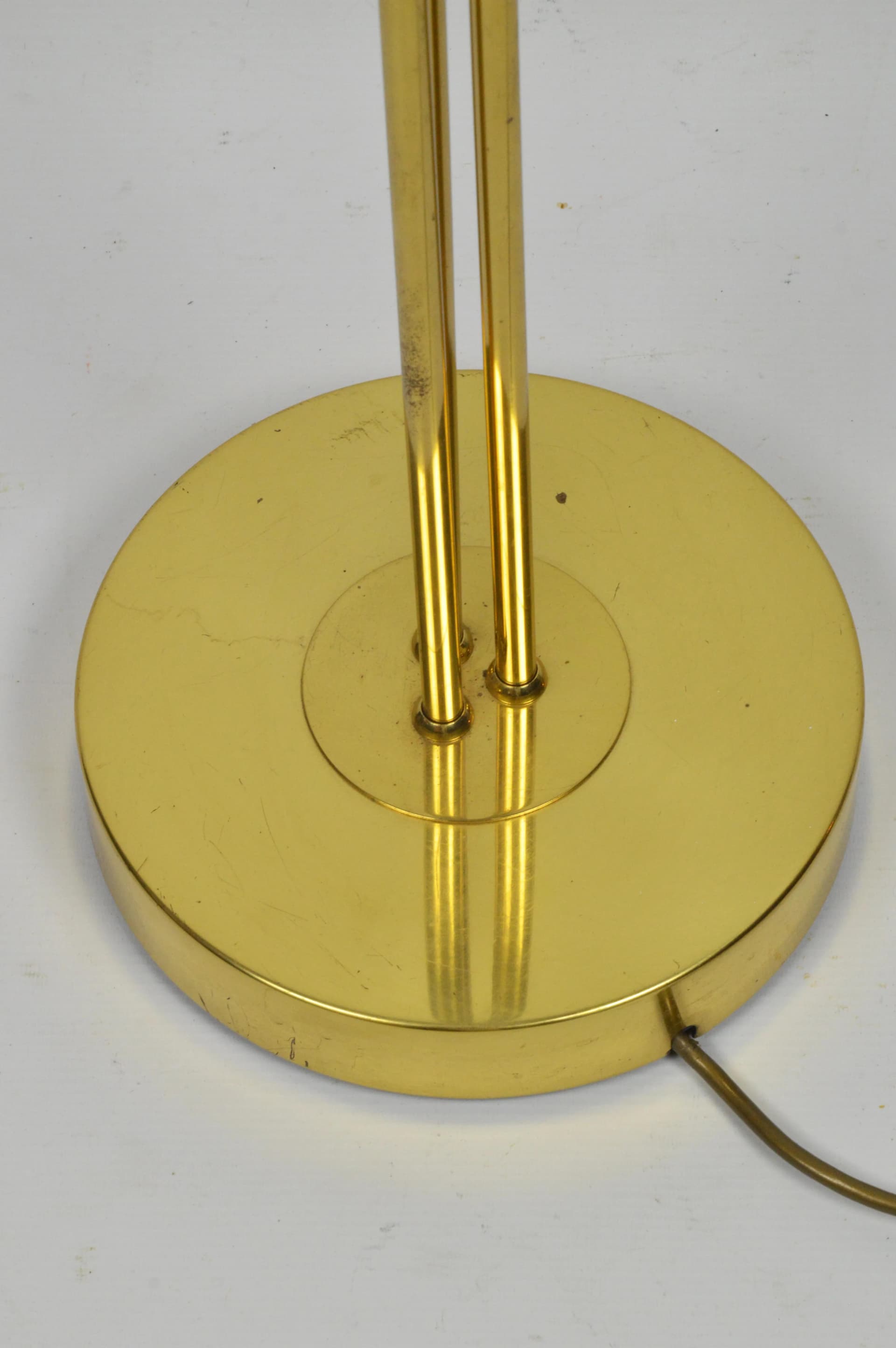 Lampa podłogowa potrójna, złoty, metal, Polska, lata 80. - 84551