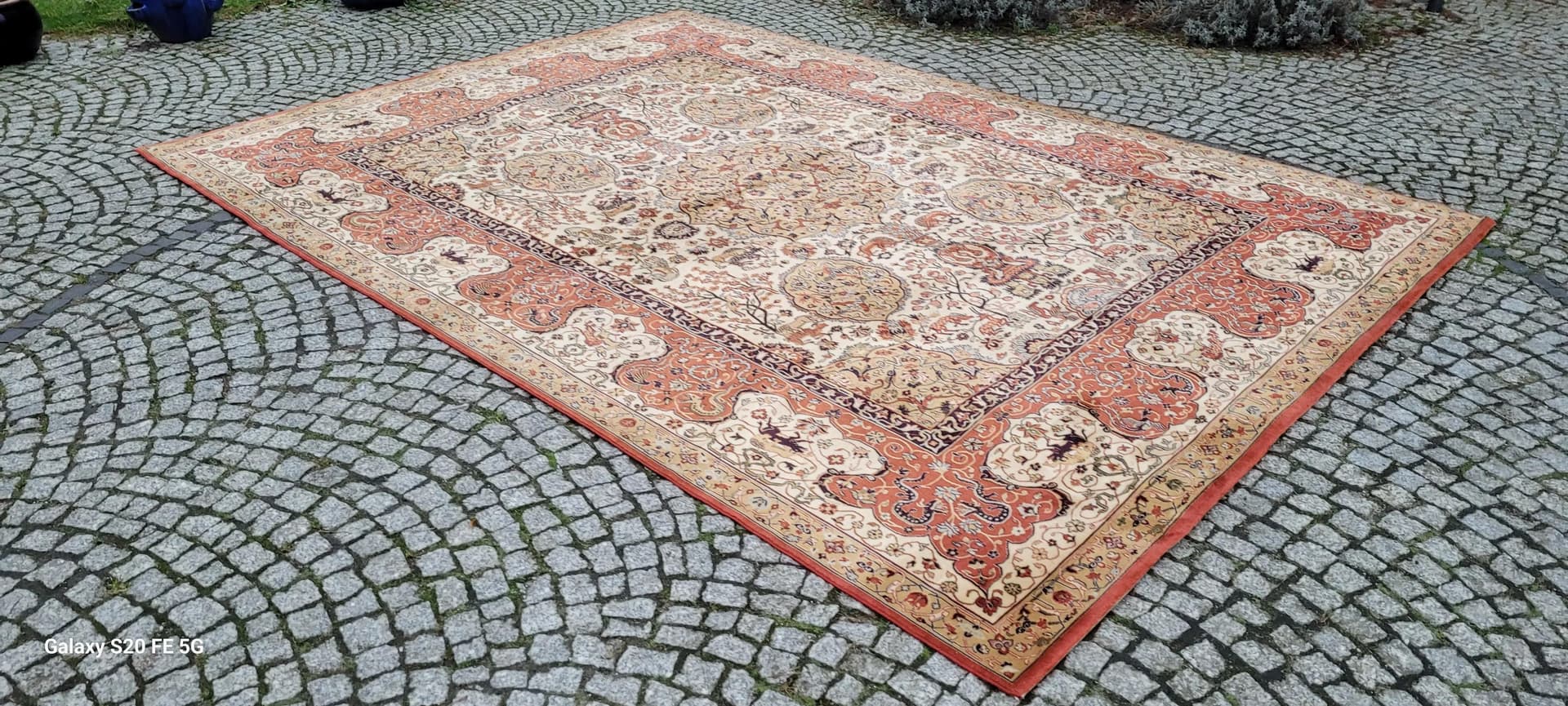 Dywan perski 250x350 cm, beżowy, wełna, Polska - 87556