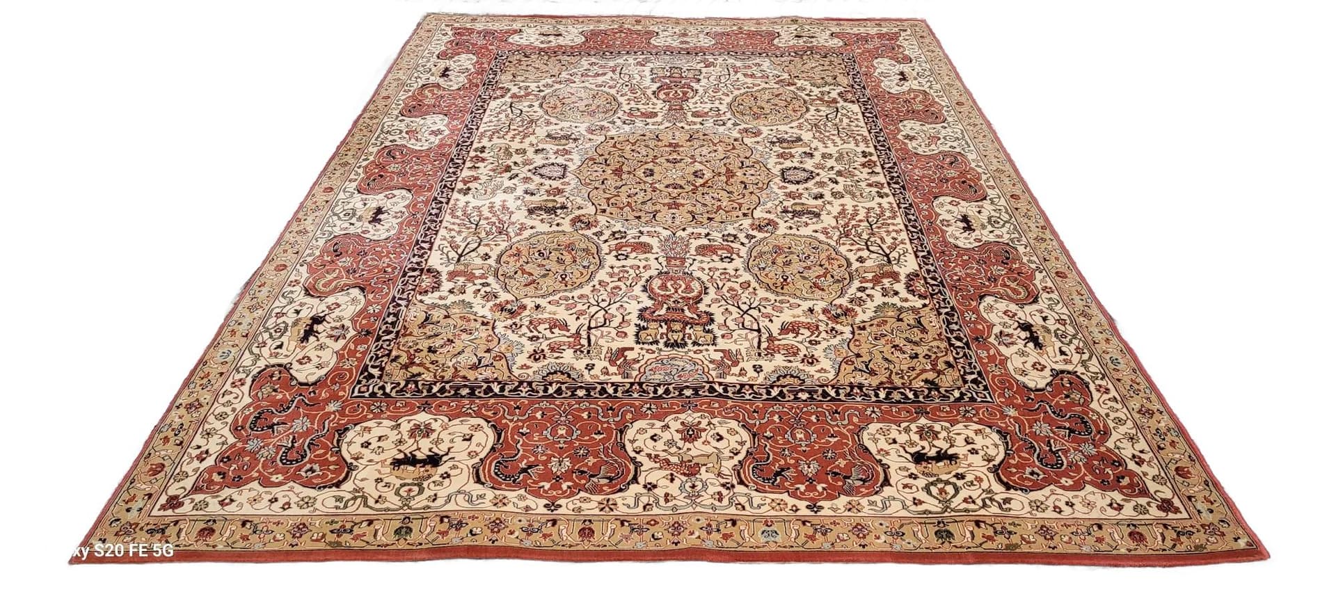 Dywan perski 250x350 cm, beżowy, wełna, Polska