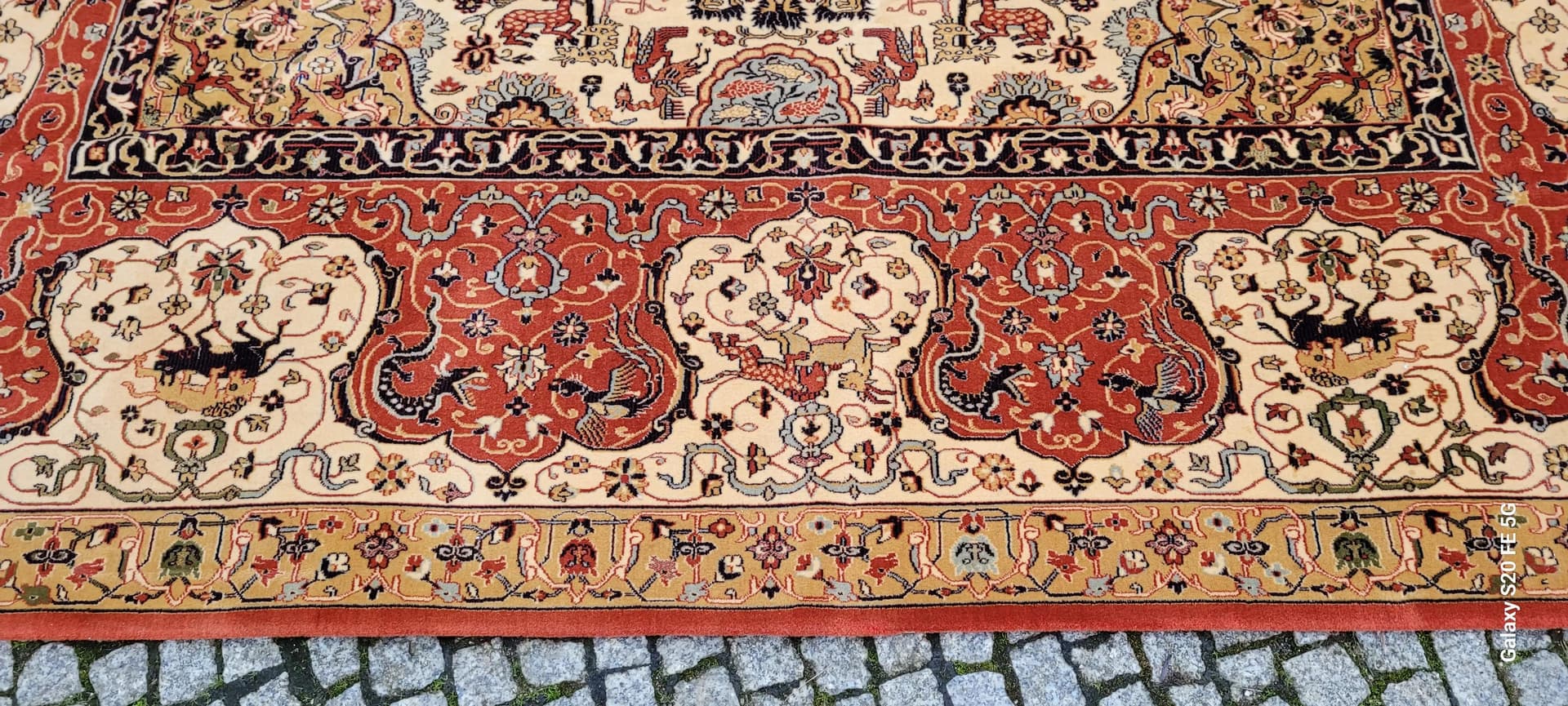 Dywan perski 250x350 cm, beżowy, wełna, Polska - 87558