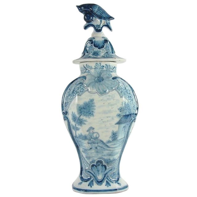White Lidded Vase, Delft, Netherlands, 19th Century - DIMENSION