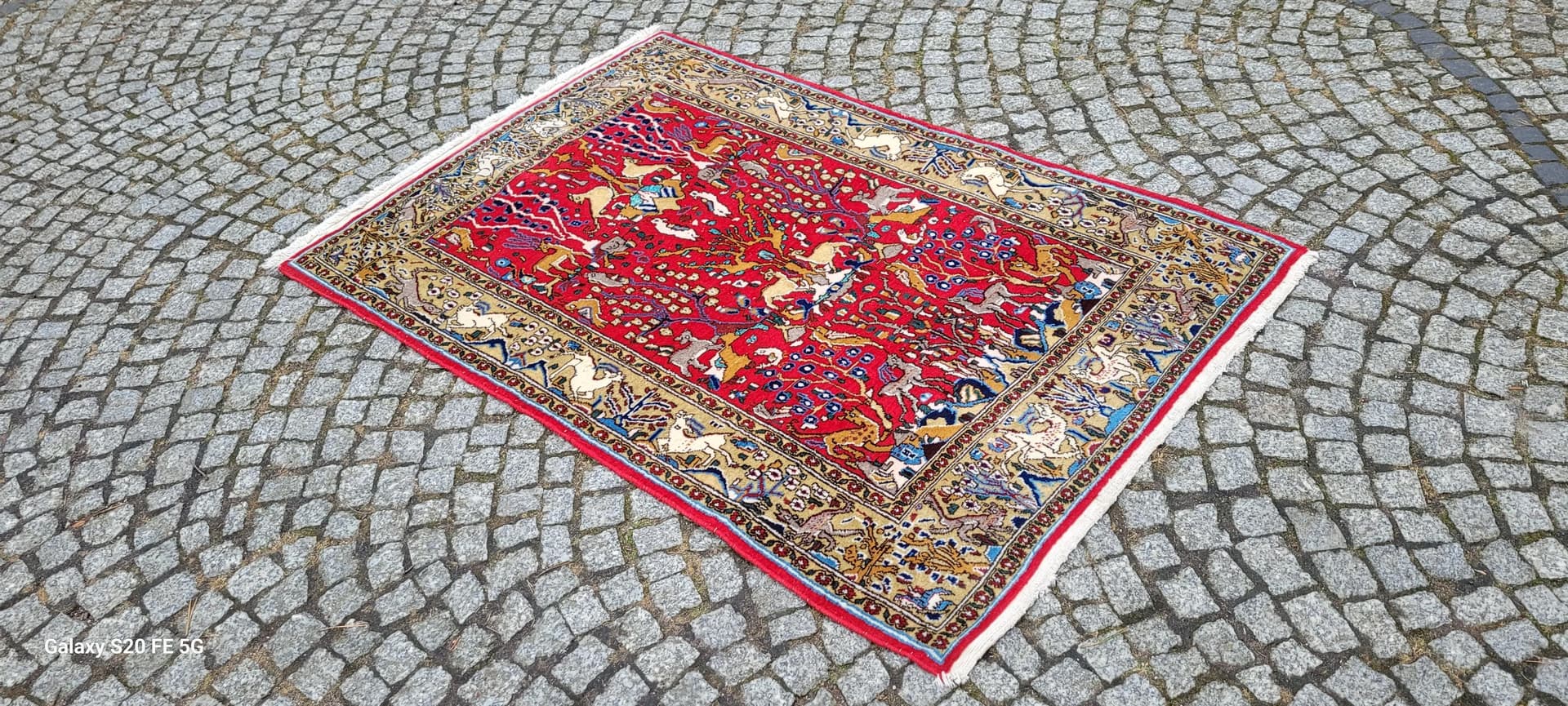 Dywan Ghom, czerwony, wełna jedwab, Iran, 110x170cm - 87538