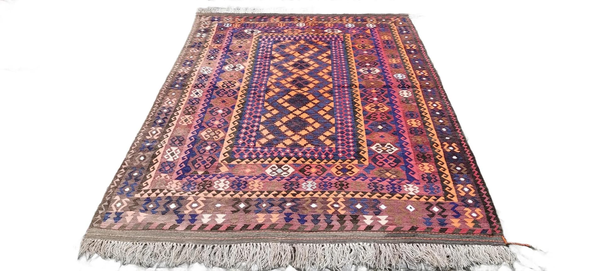 Dywan kilim, 205x320 cm, multikolor, wełna, Turcja, lata 60.