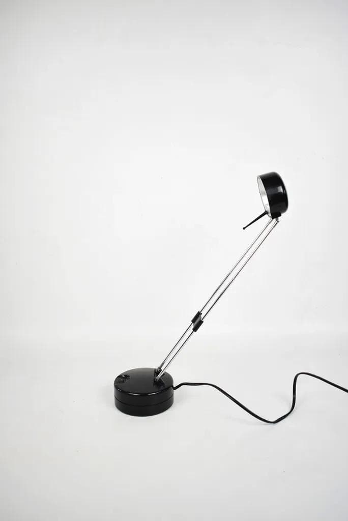 Lampka biurkowa, czarna, stal chromowana, Polska, lata 90. - 84393