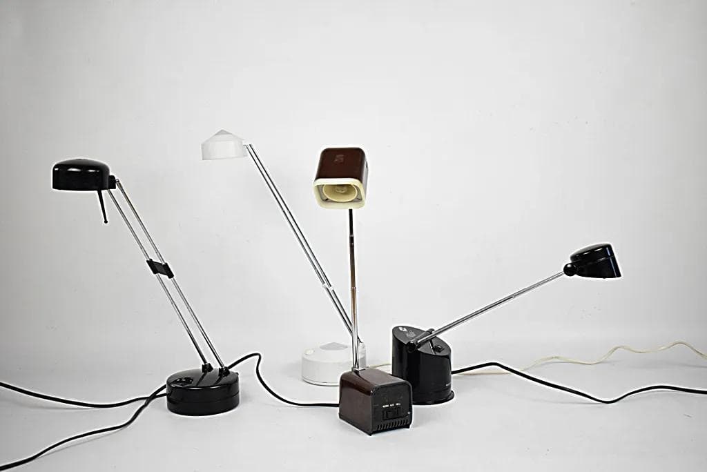 Lampka biurkowa, czarna, stal chromowana, Polska, lata 90. - 84394