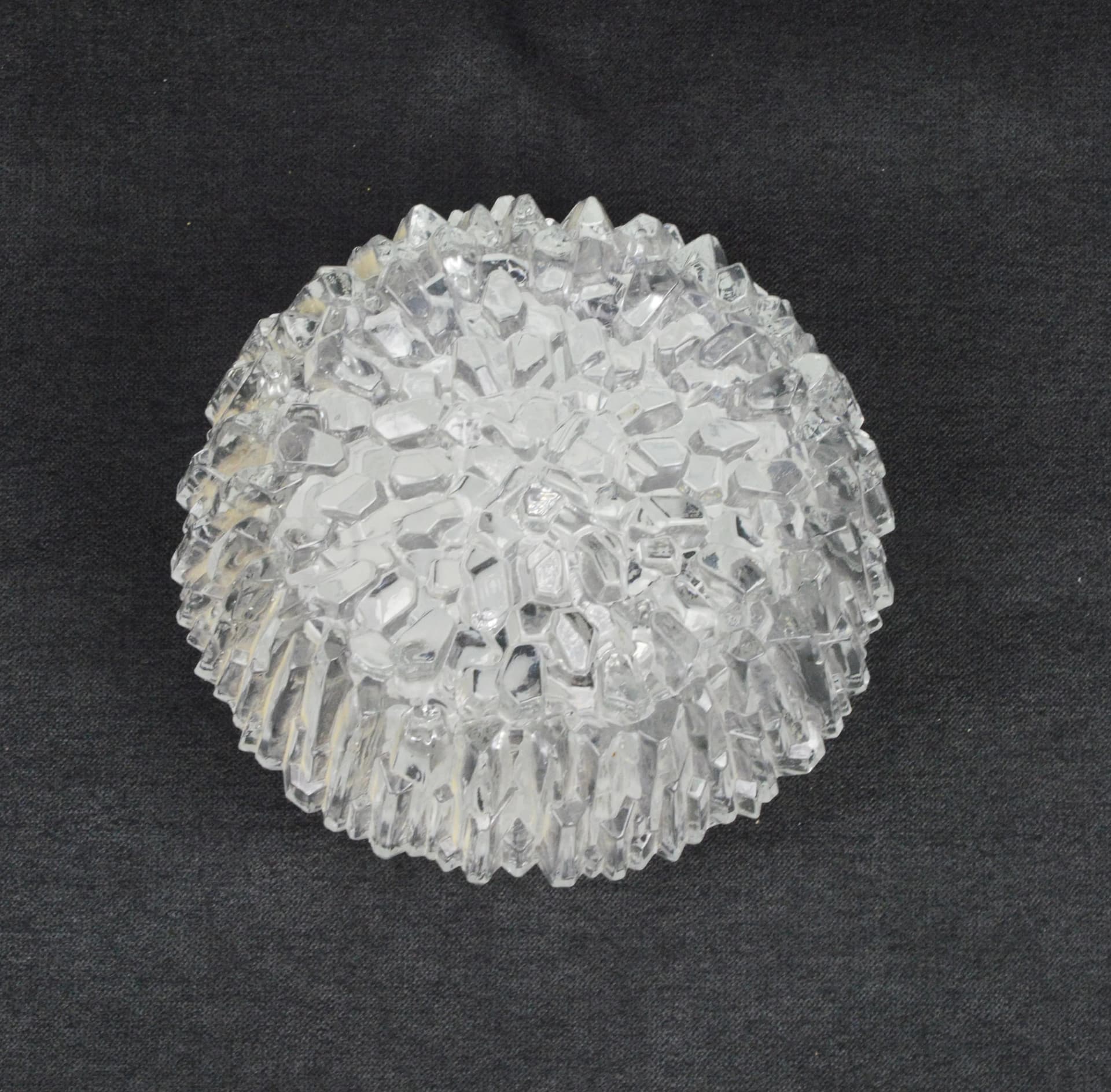 Ceiling Light, transparent glass, silver metal, Hillebrand, Germany, 1970s. - 84295