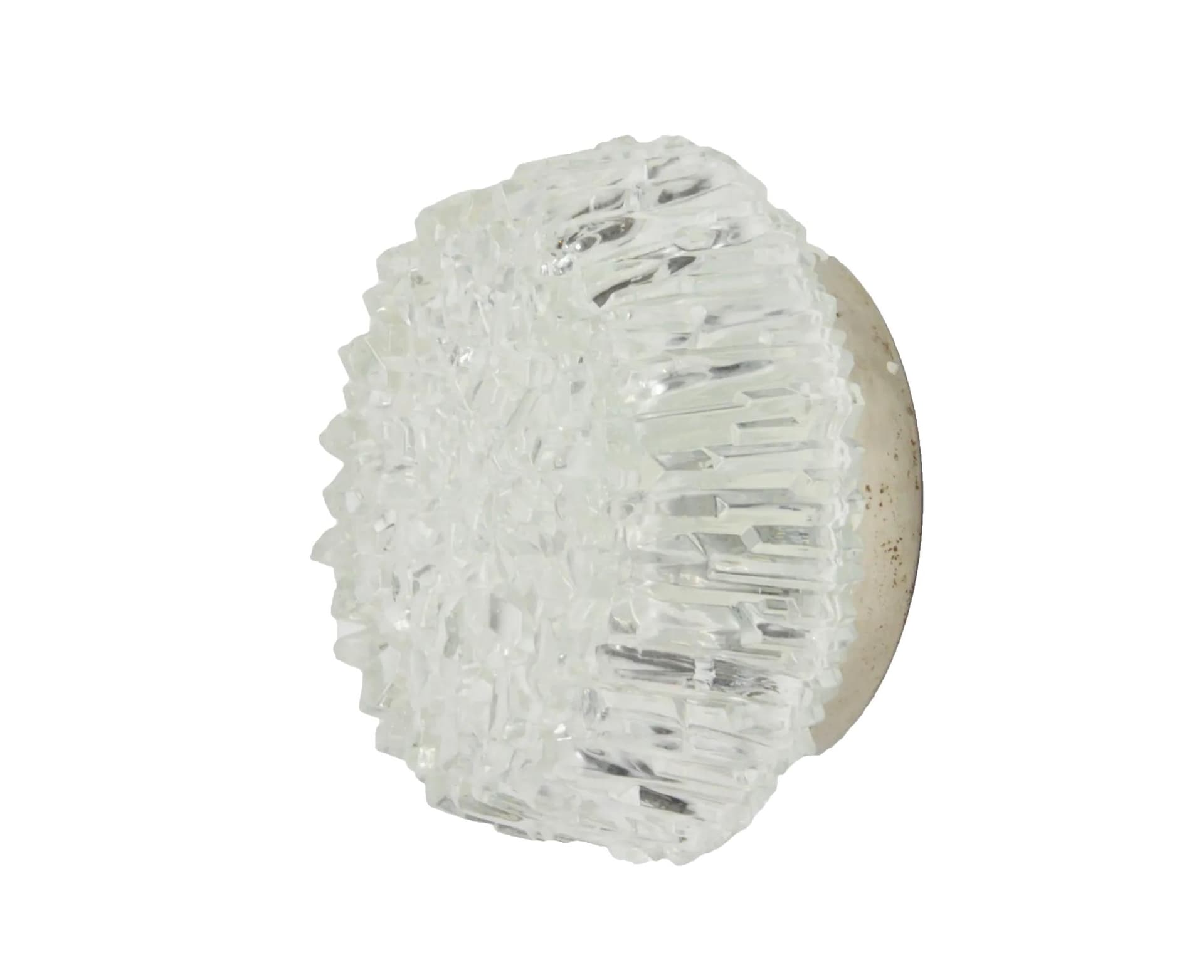 Ceiling Light, transparent glass, silver metal, Hillebrand, Germany, 1970s.