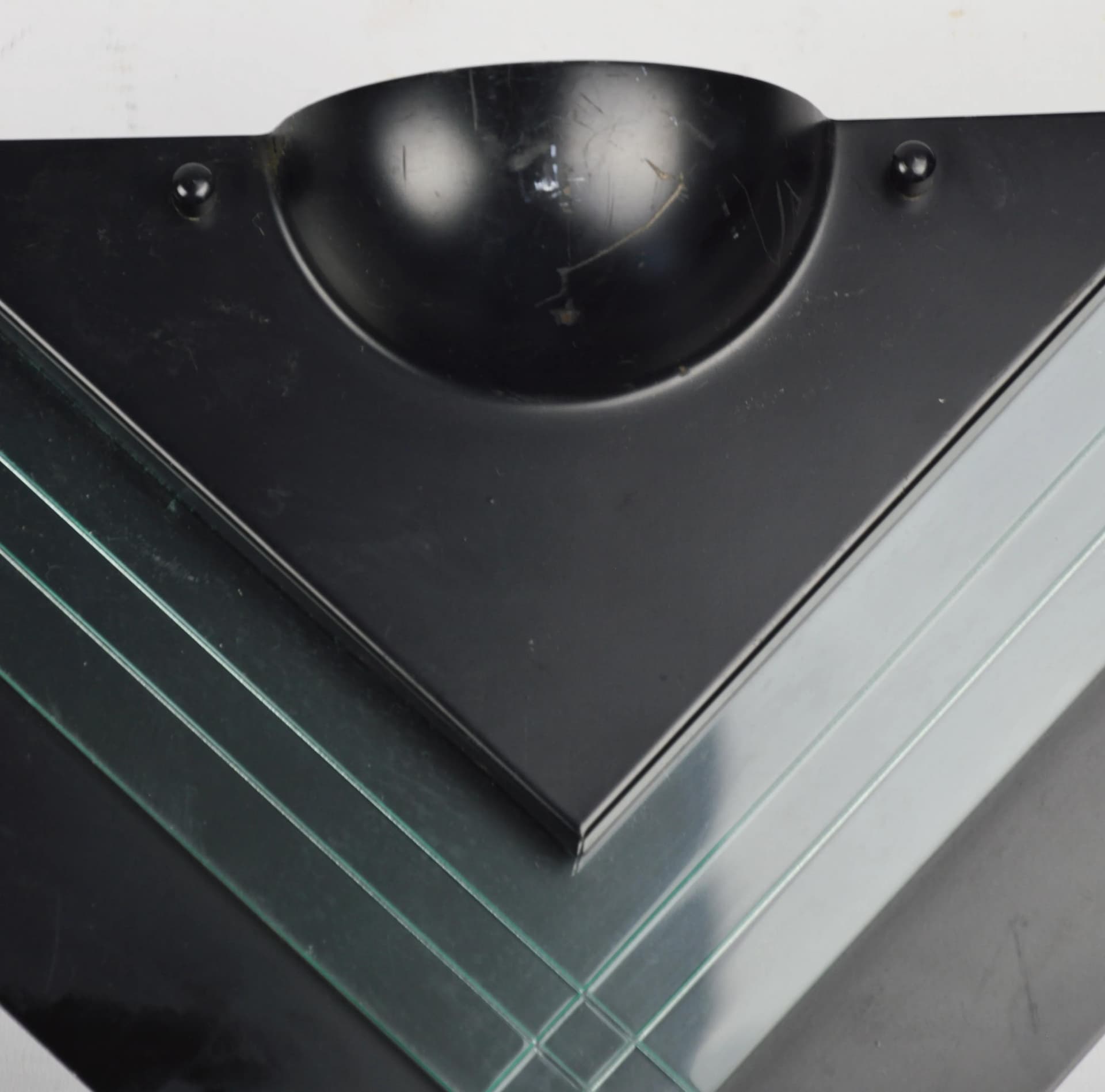 Para kinkietów geometrycznych, metal czarny, plexi czarna, Niemcy, lata 80. - 84239