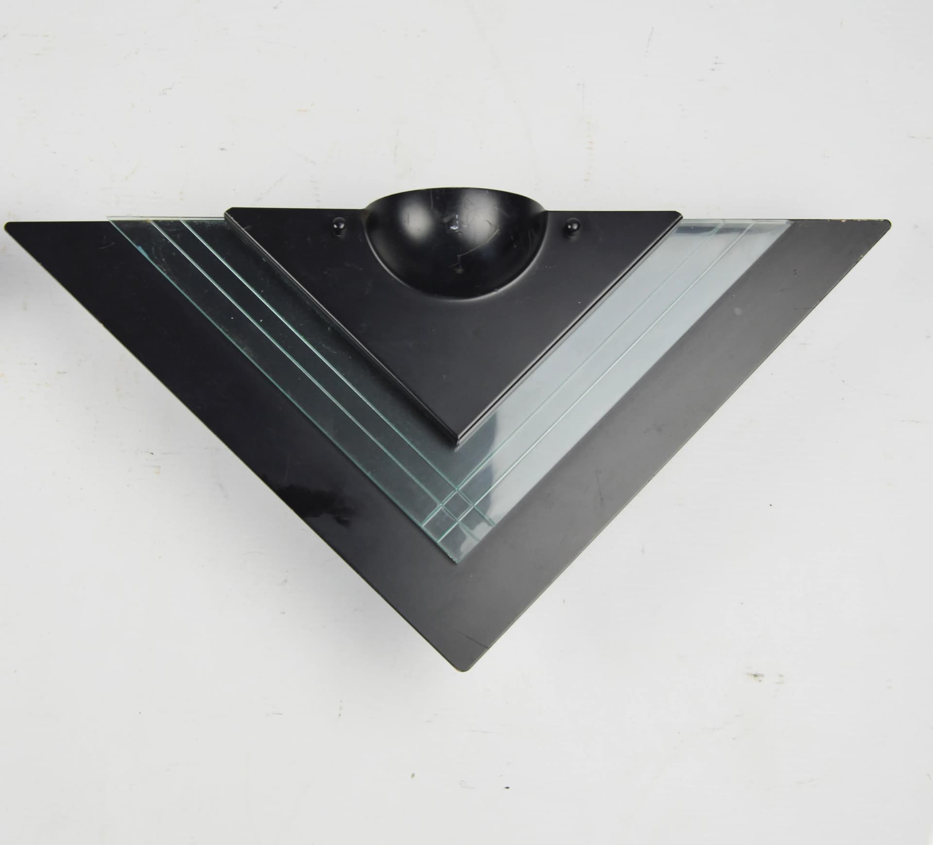 Para kinkietów geometrycznych, metal czarny, plexi czarna, Niemcy, lata 80. - 84238