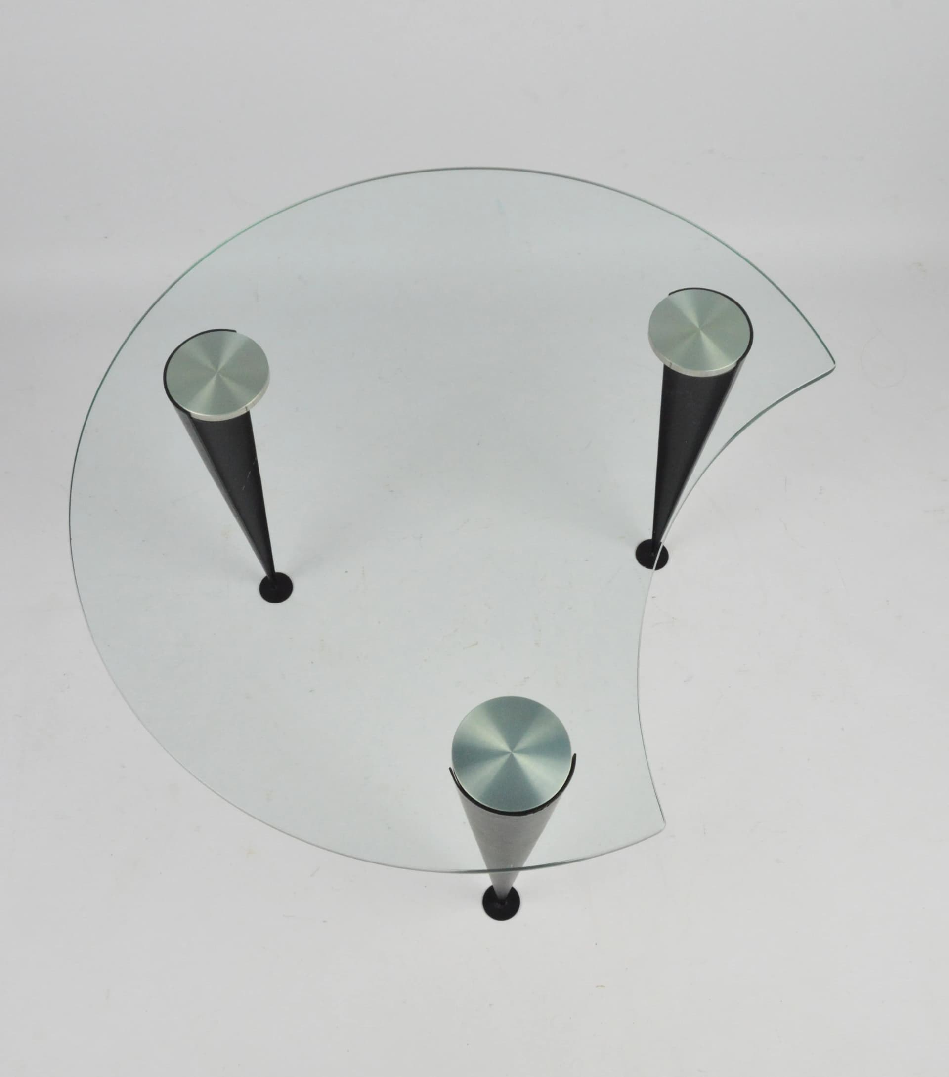 Stolik kawowy, szkło przezroczyste, metal czarny, Polska, lata 80. - 84218