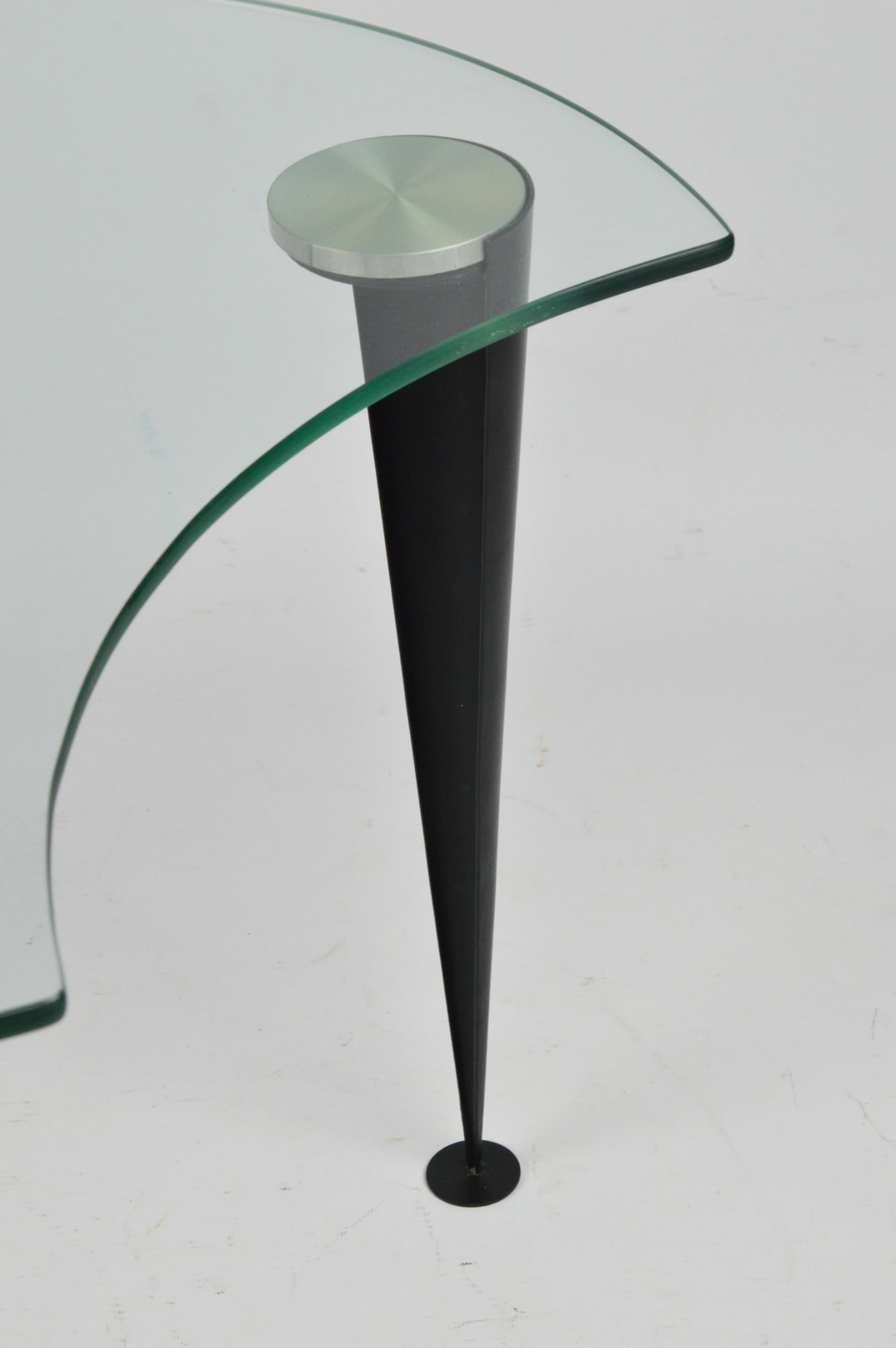 Stolik kawowy, szkło przezroczyste, metal czarny, Polska, lata 80. - 84220