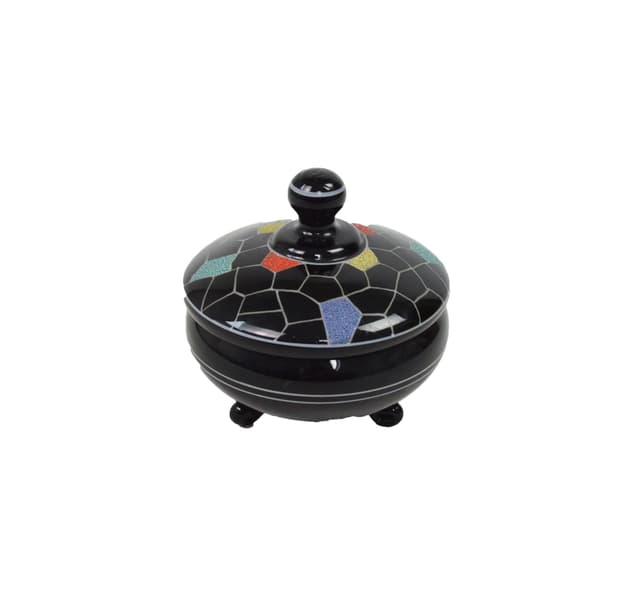 Bomboniera, czarny, szkło, Polska, lata 70. - WYMIARY